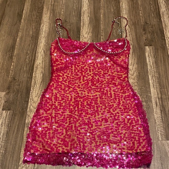 Fashion Nova Hot Pink Sequin Mini Dress - Picture 6 of 7